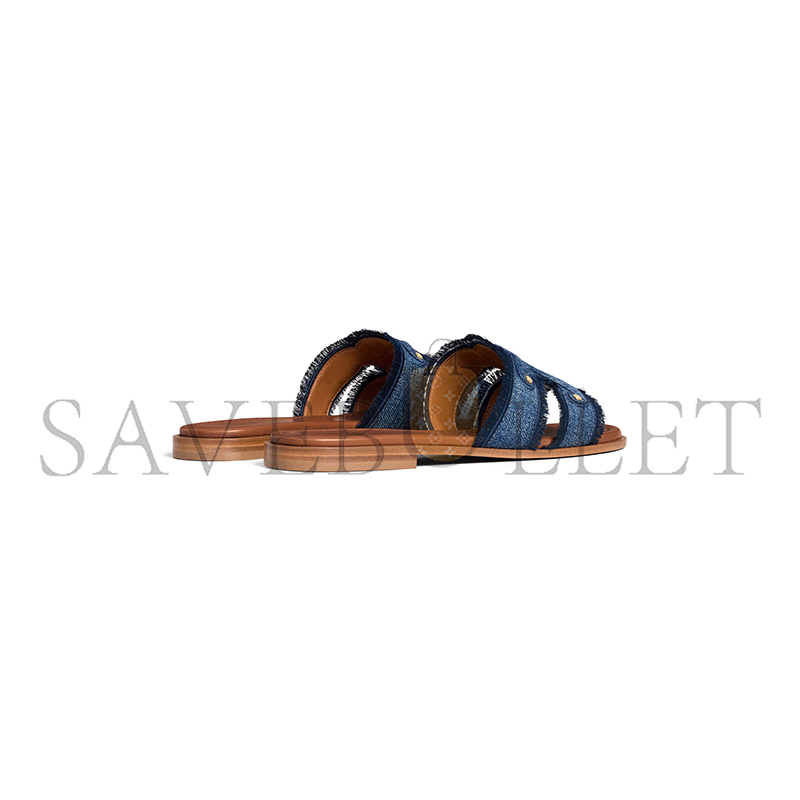 Ce**e marina fringed mule in denim 362675022c.07bl